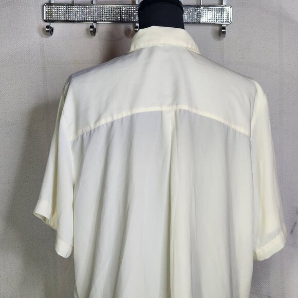 Apparenza Whipped Butter Yellow Poly SS Button Up Chest Pocket Blouse Size 1X - Picture 12 of 16